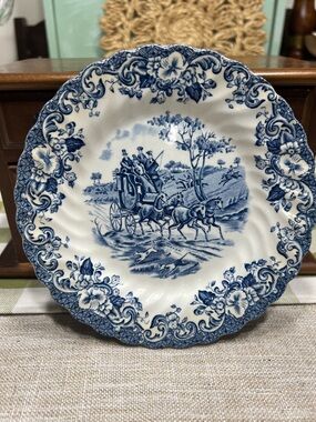 Johnson Brothers Coaching Scenes Blue & White Ironstone Plate 4.5 small plate